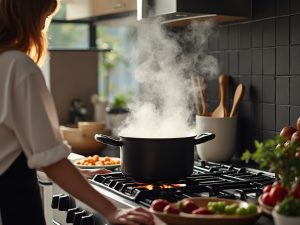 Stovetop fire. Stop a fire in the Kitchen. Always stay with the item you cooking and never leave it unattended.